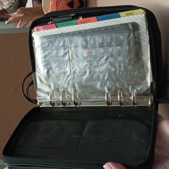 Faux leather black 2 zipper 2 pocket unisex organizer - Picture 3 of 9